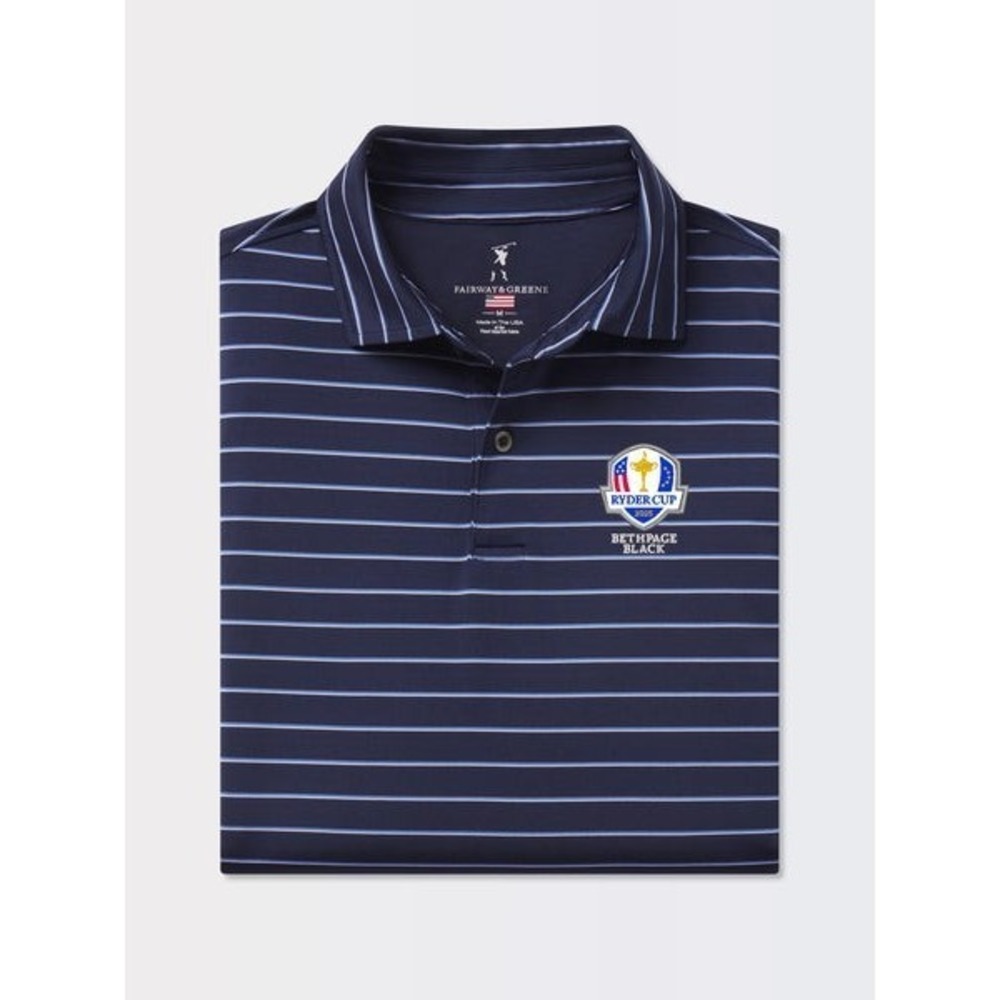 Fairway & Greene Ryder Cup Faxon Blue Stripe Jersey Golf Polo Sz M NWT $113